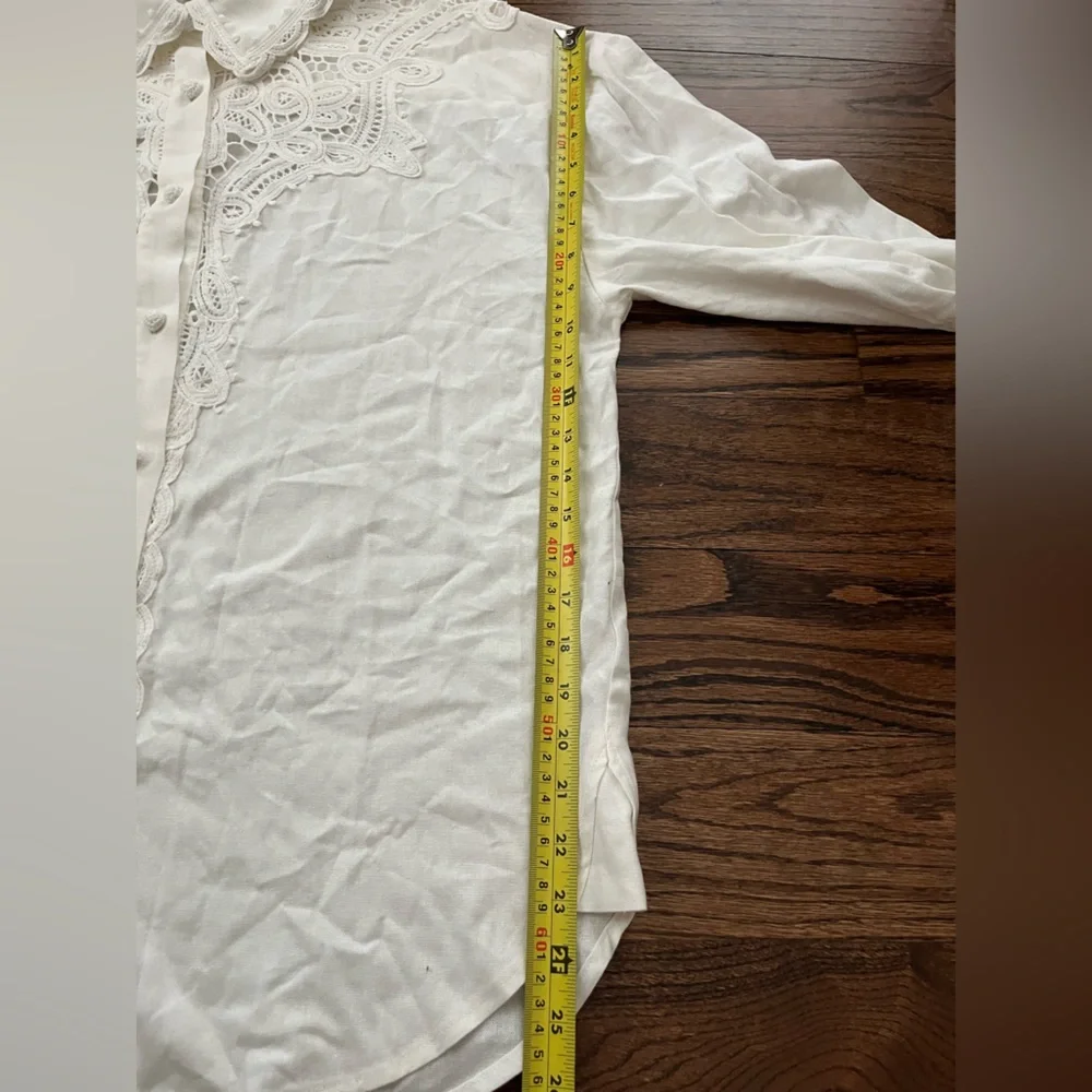 NWT Caroline Constas Ivory Battenburg Lace Button-Up.  Size Large - Picture 6 of 7